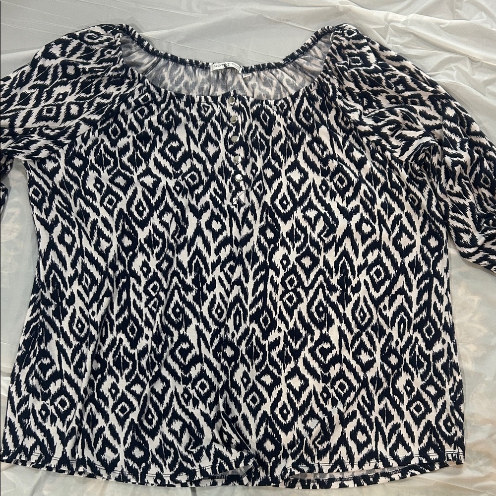 Notations navy white 3x comfort shirt top